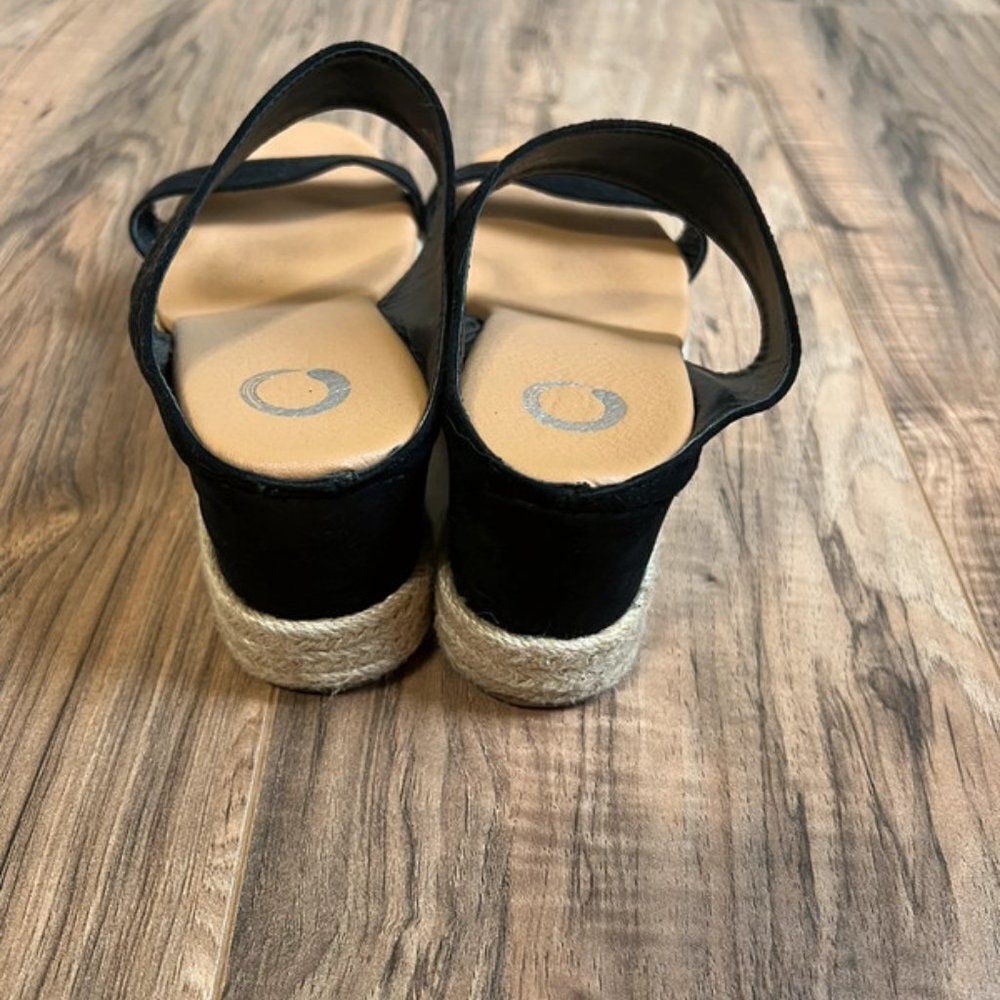 Black Two-Strap Espadrille Wedge Sandals - Picture 2 of 5